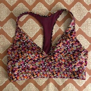 Victoria’s Secret sports bra with multi colored geometric design sz Small